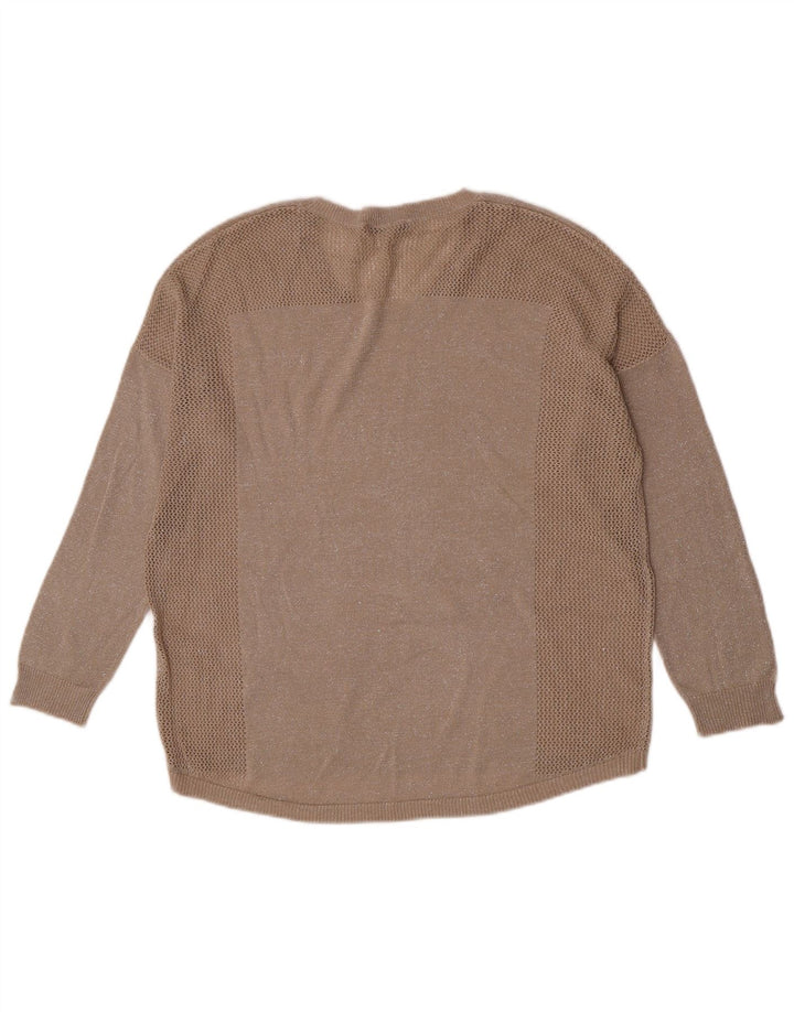 Oasis Pull surdimensionné à col bateau pour femme UK 14 Beige moyen moucheté