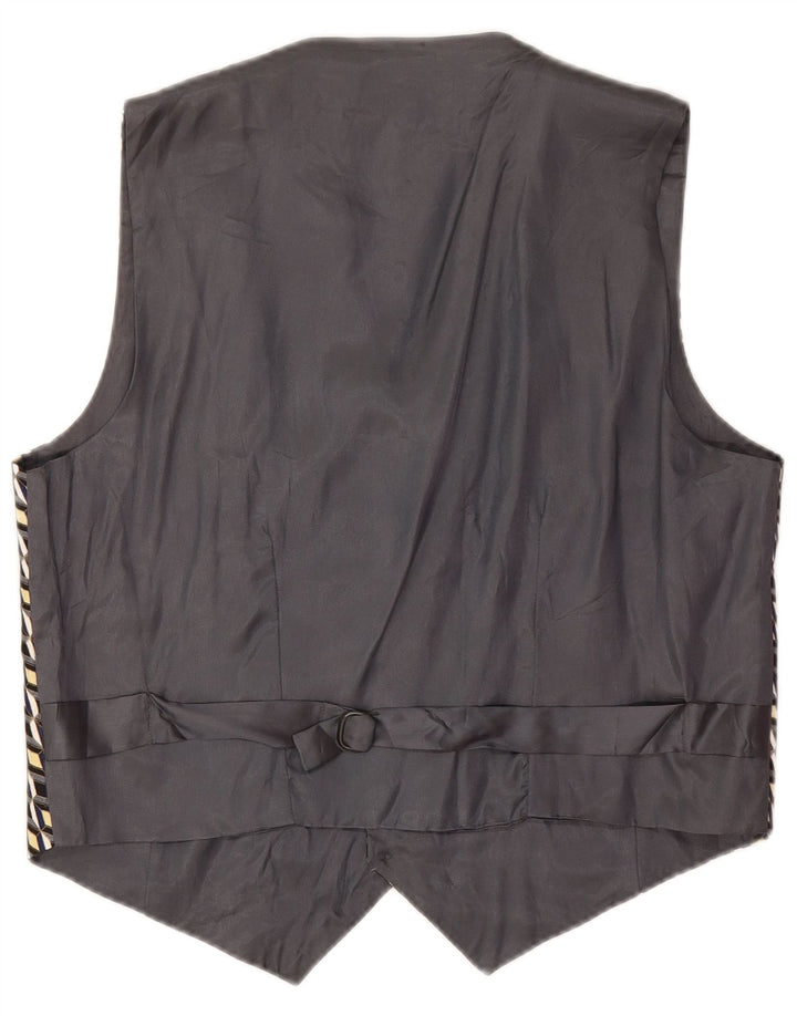 gilet homme vintage IT 50 Soie géométrique gris moyen