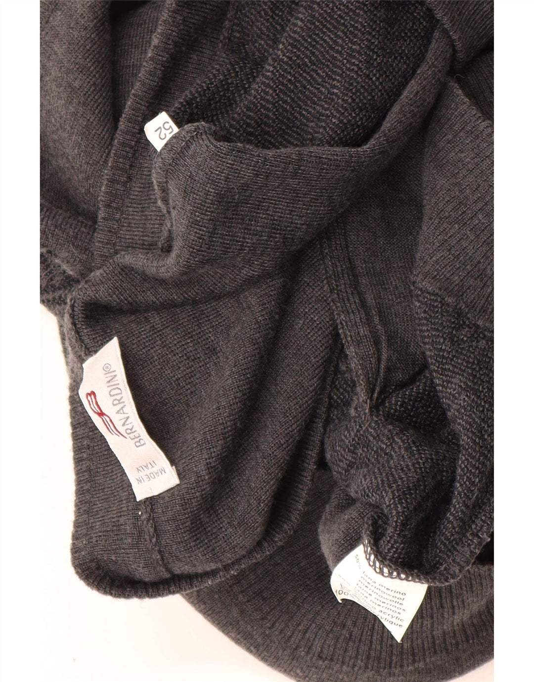 Bernardi Pull Cardigan sans Manches Homme IT 52 Large Laine Géométrique Gris
