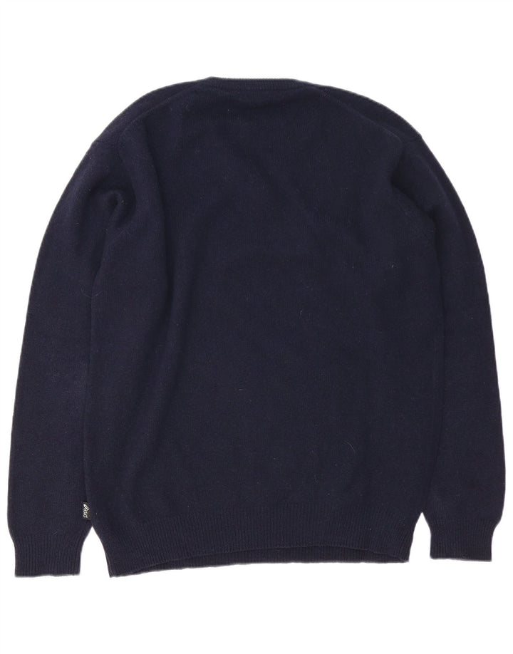 Asics Pull col V pour homme en laine d'agneau bleu marine Taille L