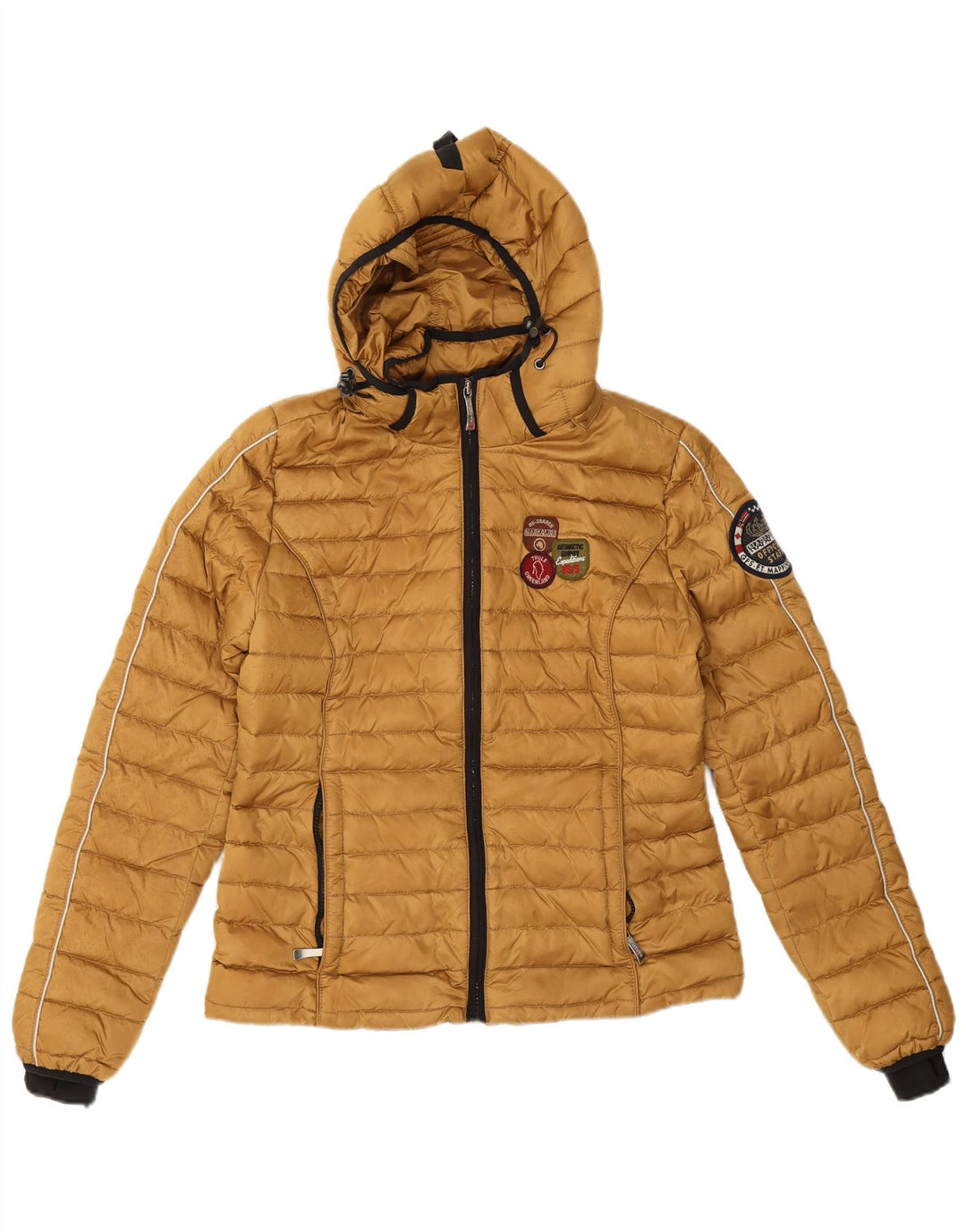 Napapijri Veste matelassée à capuche pour femme UK 10 Small Doré Polyester