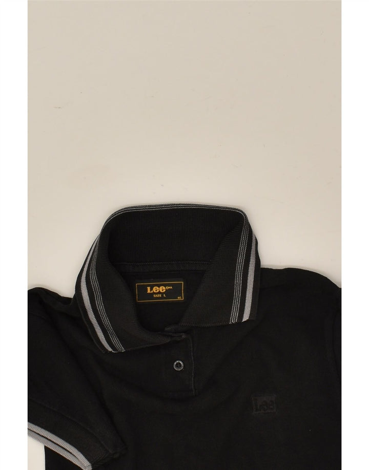 LEE Boys Polo Shirt 8-9 Years Large Black Cotton | Vintage Lee | Thrift | Second-Hand Lee | Used Clothing | Messina Hembry 
