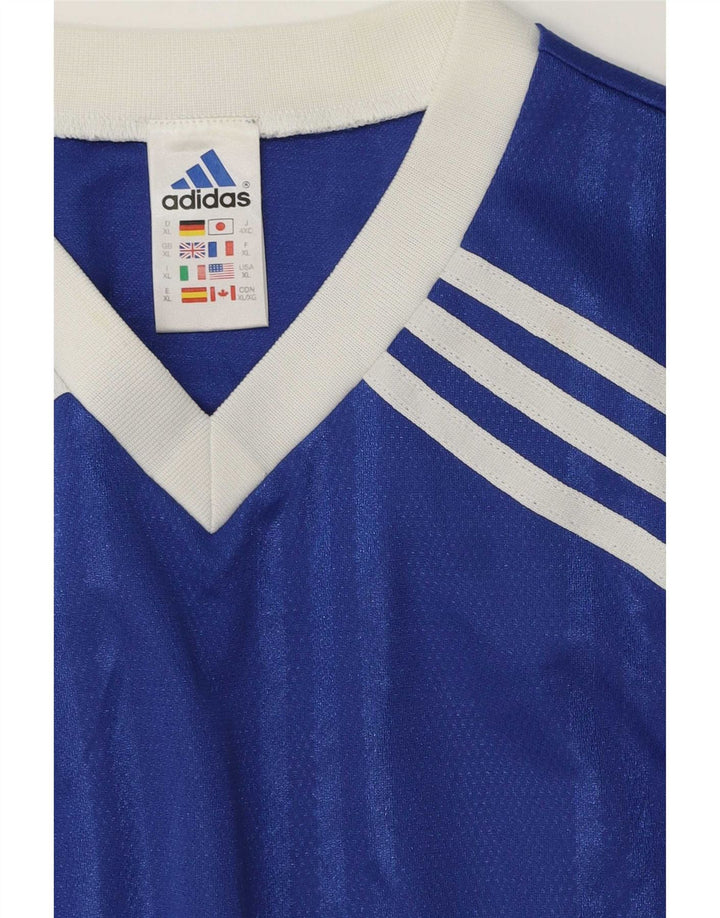 Adidas Haut Graphique Homme Manches Longues XL Bleu Rayé Polyester