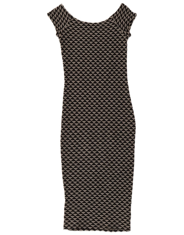 Zara Robe moulante pour femme UK 8 Small Noir Géométrique