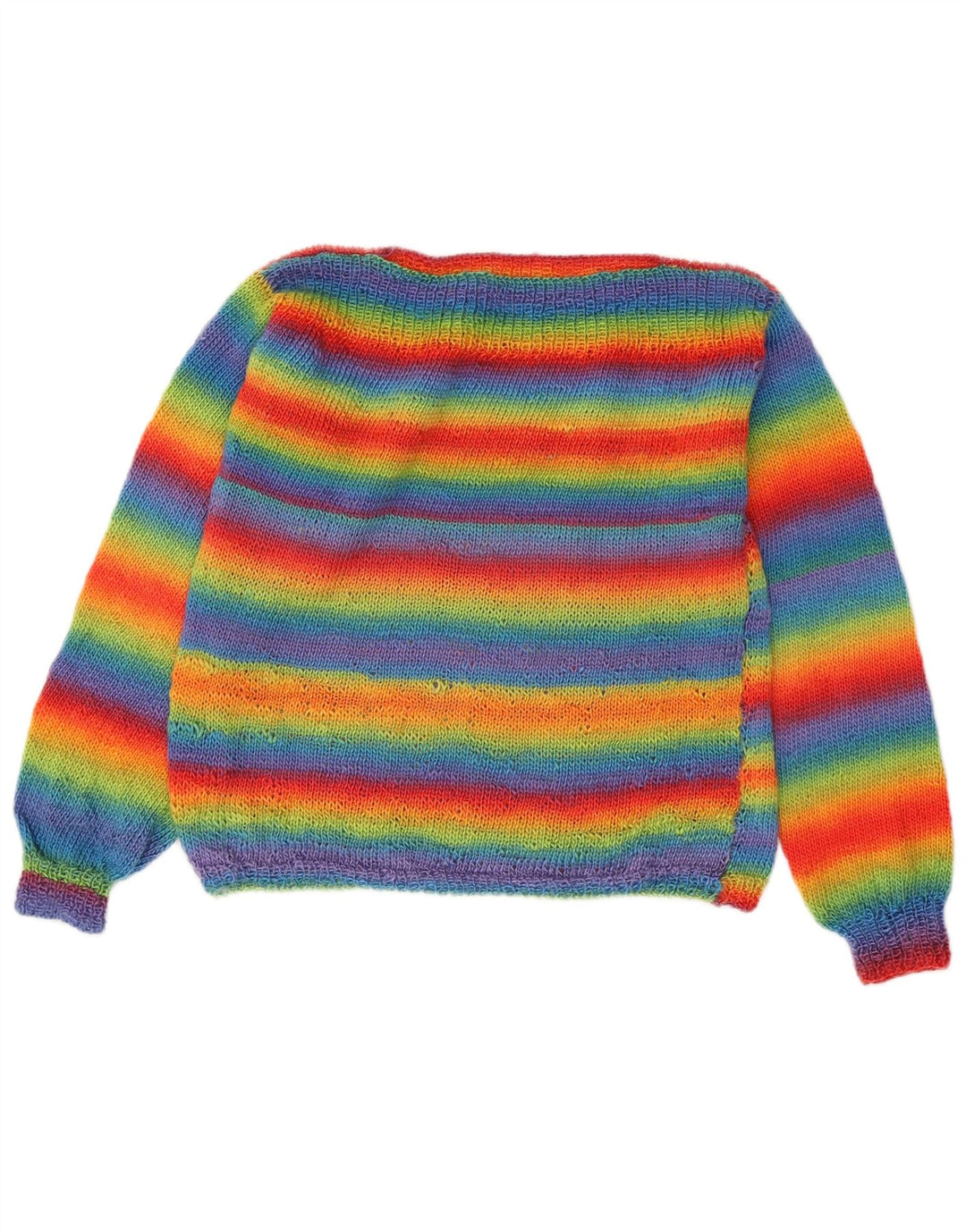 vintage Womens Boat Neck Jumper Sweater UK 14 Moyen Multicolore Rayé