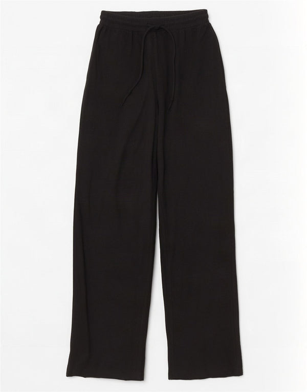 Zara Pantalon de survêtement large pour femme UK 8 Small Noir Coton