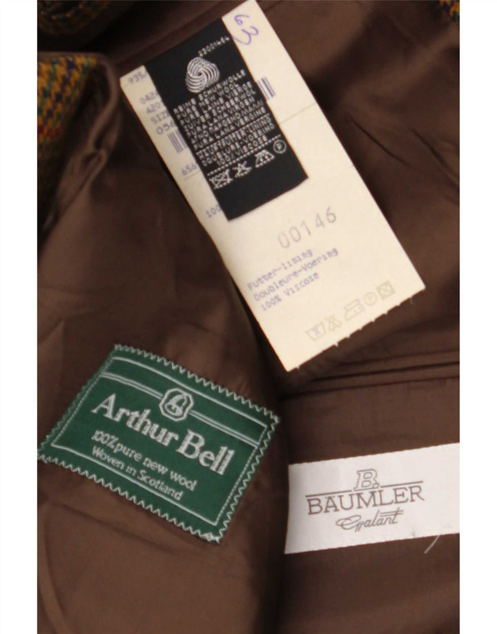 Baumler Veste blazer à 2 boutons pour homme IT 52 XL Marron Pied-de-poule Laine vierge