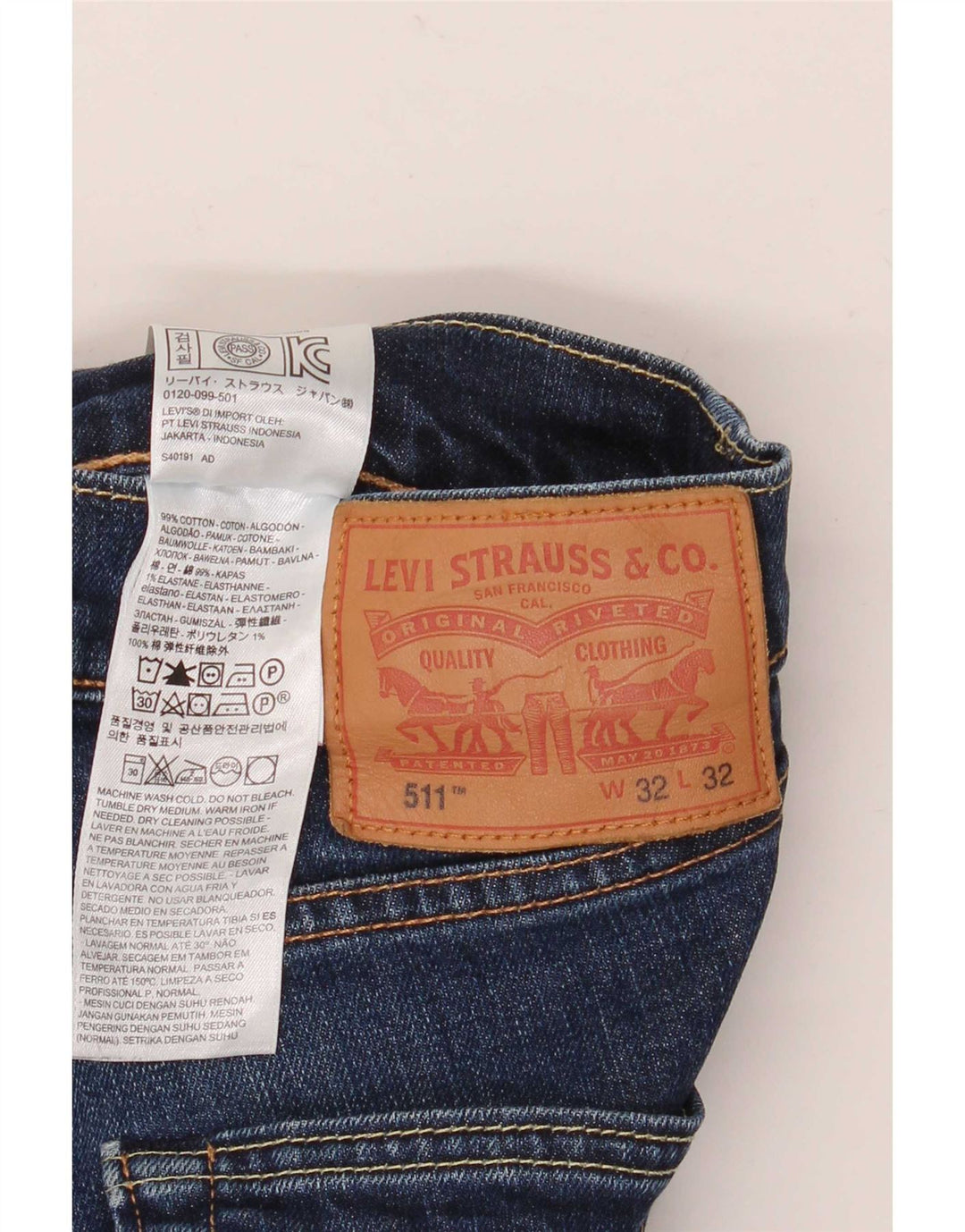Levi's Jean Slim 511 Homme Bleu W32 L32 Coton