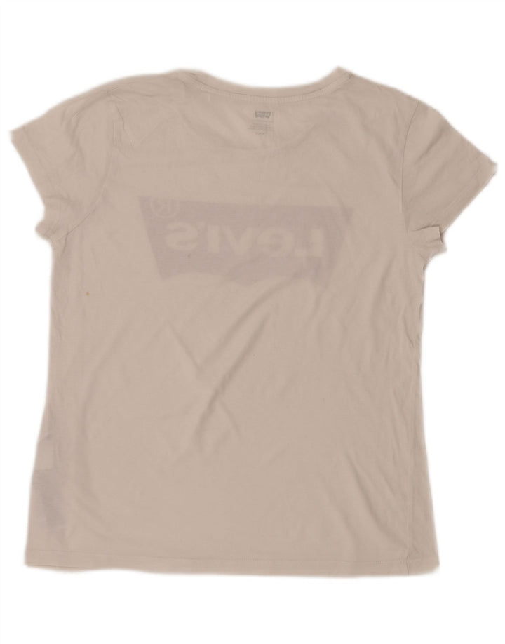 LEVI'S T-Shirt Graphique Femme UK 12 Coton Blanc Moyen