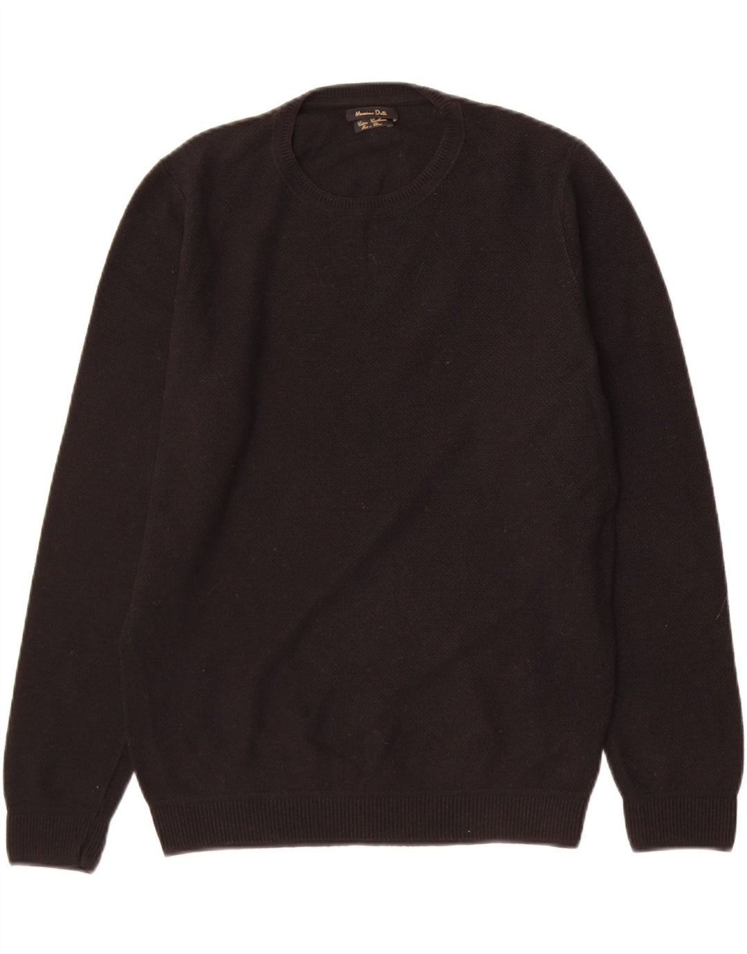 Massimo Dutti Pull à col rond pour homme Petit coton noir