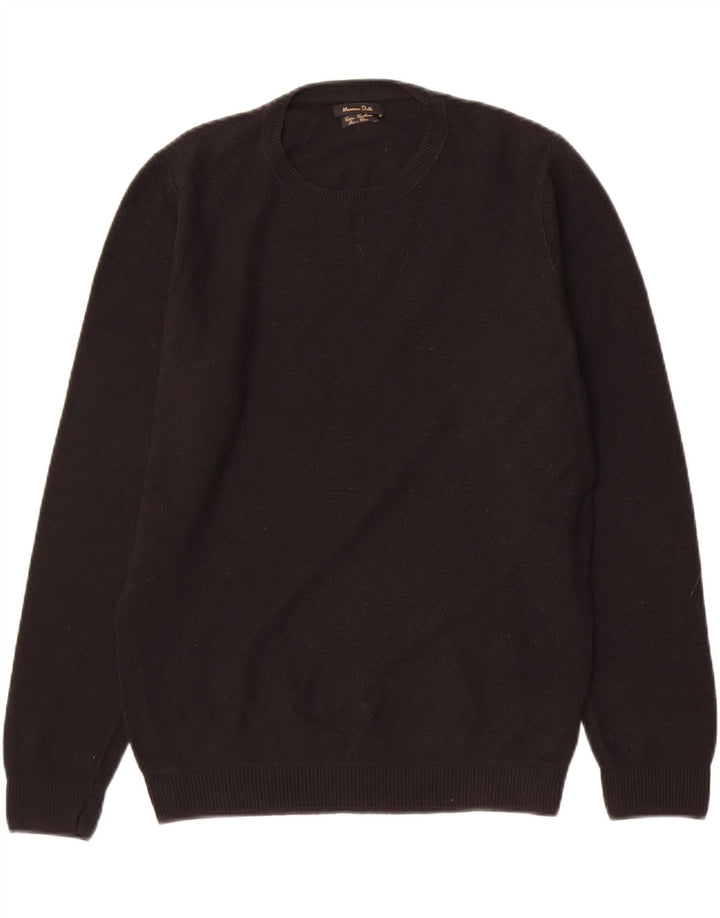 Massimo Dutti Pull à col rond pour homme Petit coton noir