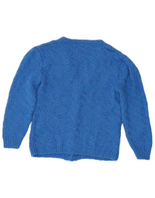 vintage Femmes Crop 3/4 Manches Cardigan Pull UK 10 Petit Bleu