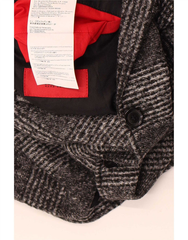 Hugo Boss Veste blazer à 2 boutons pour homme EU 46 Petit gris à carreaux polyacrylique