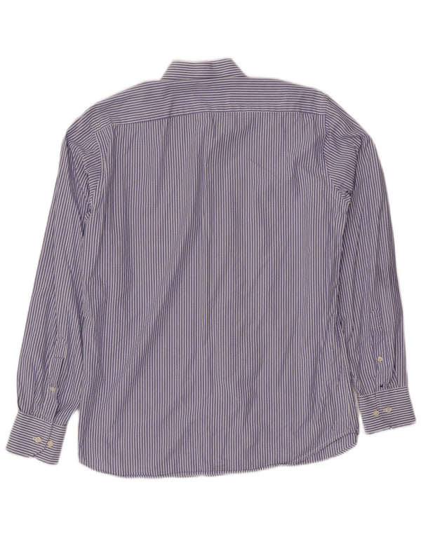 TOMMY HILFIGER Chemise homme Taille 14 1/2 37 Petit coton à fines rayures bleues