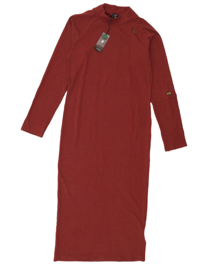 G-Star Femme Maxi Robe Pull à Manches Longues UK 18 XL Bordeaux Polyester