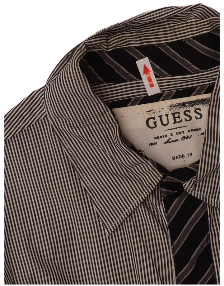 Guess Chemise Coupe Classique Homme Large Gris Rayé Coton