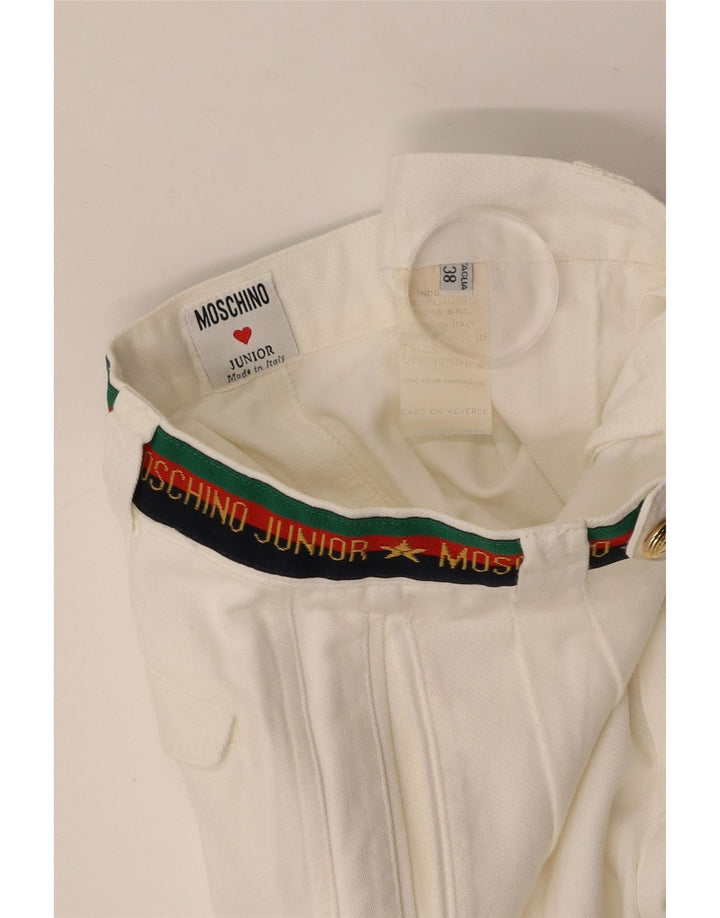 MOSCHINO Pantalon de costume graphique à chevilles pour garçon 9-10 ans W24 L25 Coton blanc