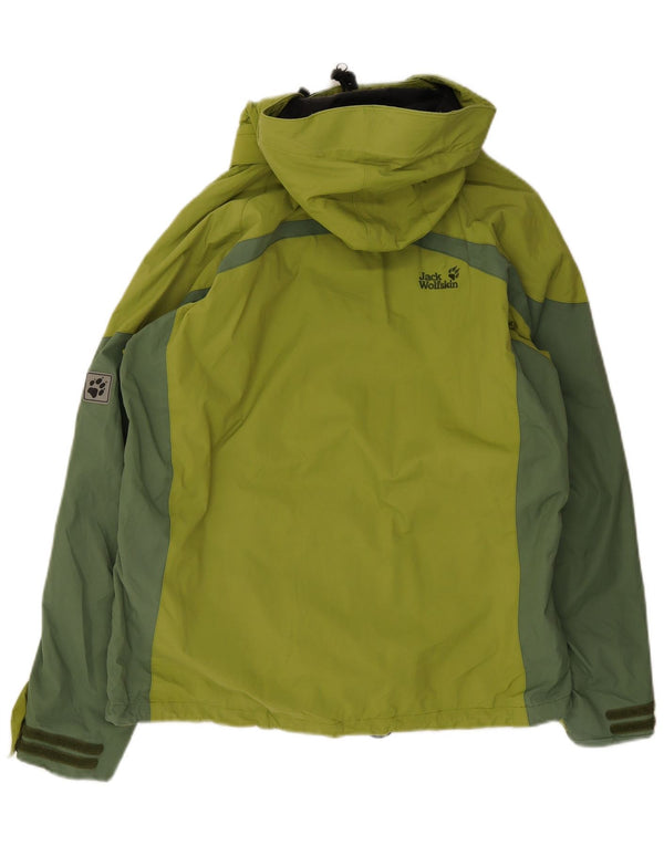 Jack Wolfskin Veste de pluie à capuche pour femme UK 14/16 Large Vert Colourblock