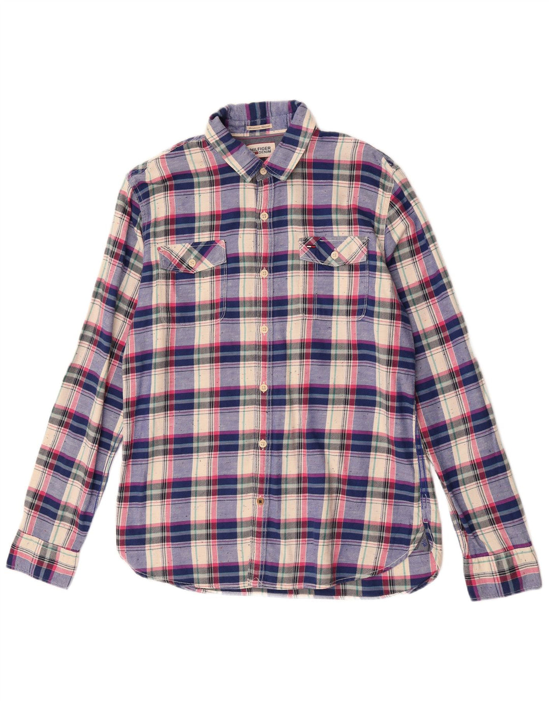 Tommy Hilfiger Chemise Homme Grand Carreau Bleu Coton