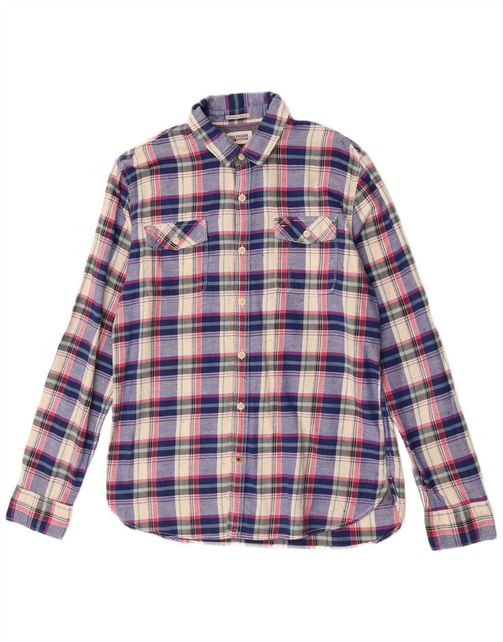 Tommy Hilfiger Chemise Homme Grand Carreau Bleu Coton