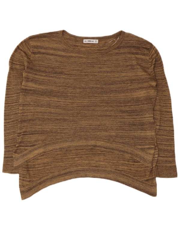 Zara Pull surdimensionné à col bateau pour femme UK 10 Petit marron rayé