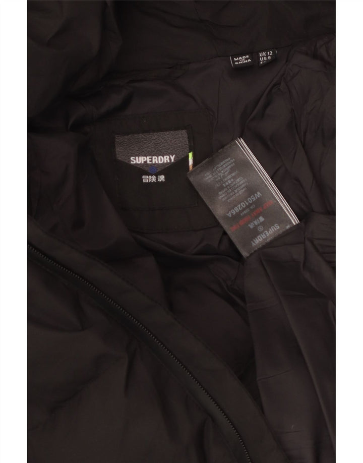 SUPERDRY Veste matelassée à capuche courte pour femme UK 12 Noir moyen Polyester