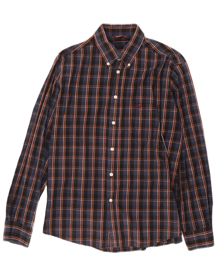 Carrera Chemise Homme Grand Carreau Bleu Marine Coton