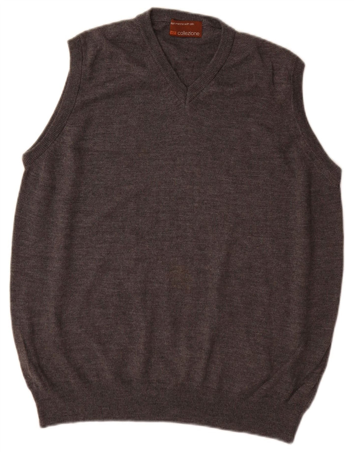 Marks & Spencer Débardeur Gilet Homme Gris Moyen Laine Mérinos