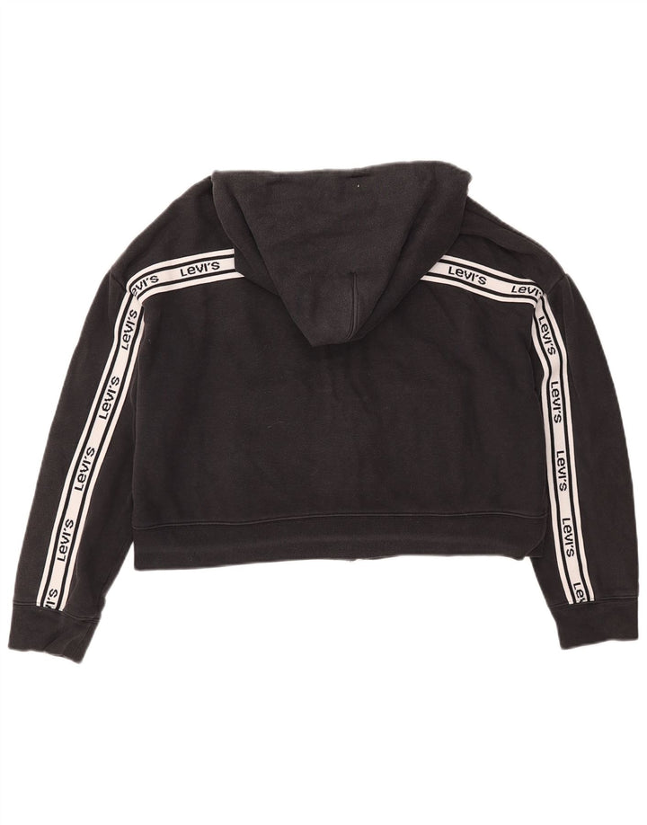 Levi's Pull à capuche surdimensionné court zippé pour femme UK 10 Small Noir