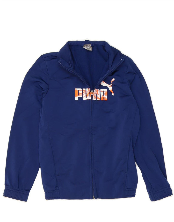 PUMA Boys Graphic Tracksuit Top Jacket 7-8 Years Small  Navy Blue Vintage Puma and Second-Hand Puma from Messina Hembry 