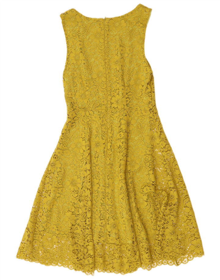 Sandro Ferrone Robe trapèze sans manches pour femme IT 42 Jaune moyen fleuri