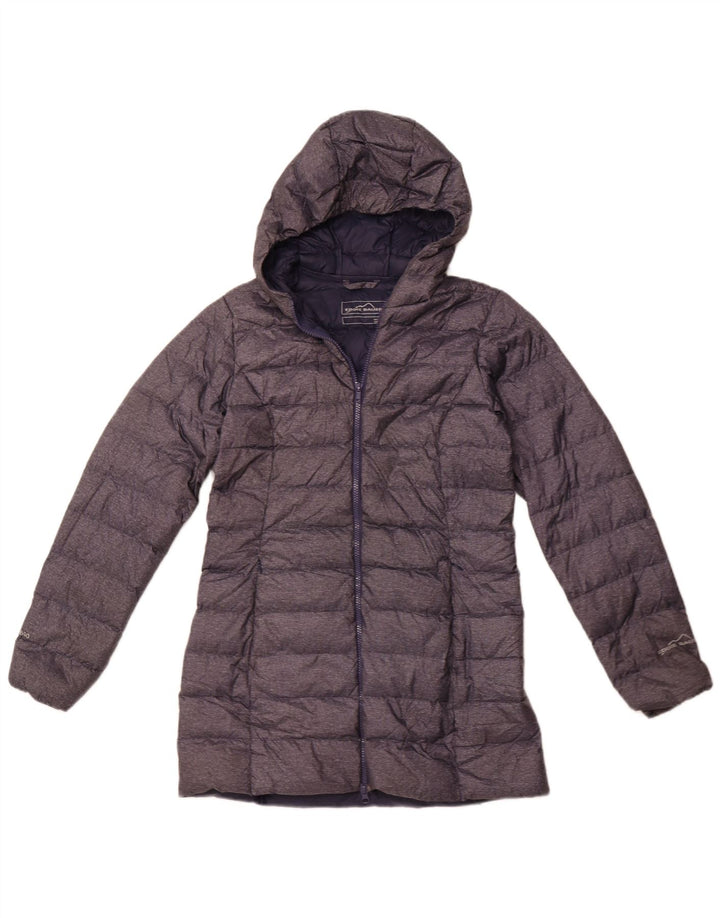EDDIE BAUER Manteau rembourré à capuche pour femme UK 10 Small Bleu marine Polyester