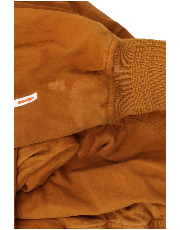 VINTAGE Veste bomber en daim pour homme UK 42 XL Beige