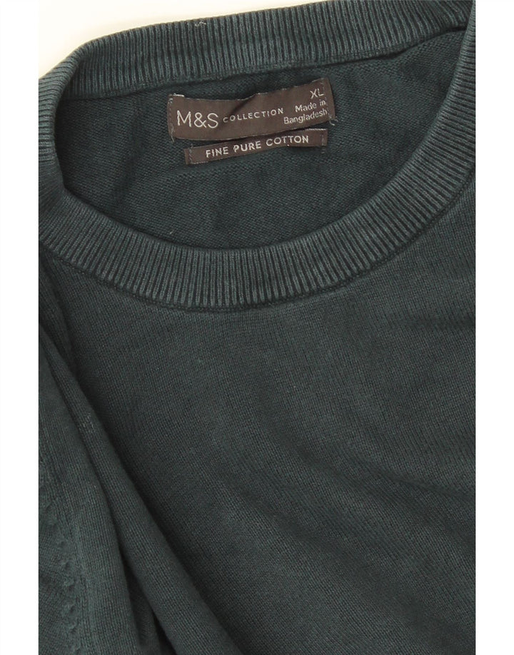 MARKS & SPENCER Pull col rond homme XL coton vert