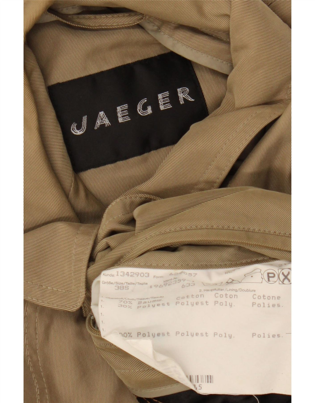 Jaeger Manteau coupe ample pour homme UK 38 Coton beige moyen
