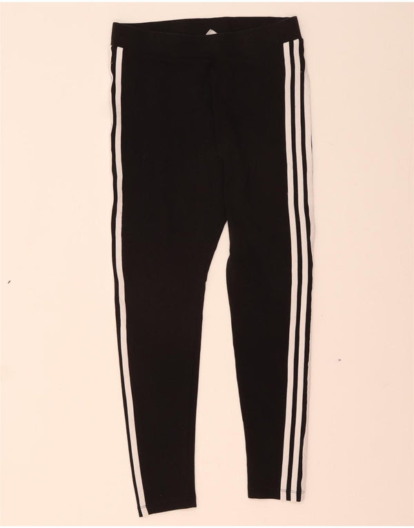 ADIDAS Leggings Femme UK 12/14 Coton Noir Moyen