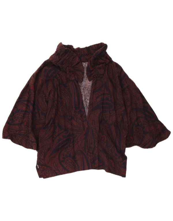 VINTAGE Femme 3/4 Manches Cardigan Top UK 16 Grand Bordeaux Paisley