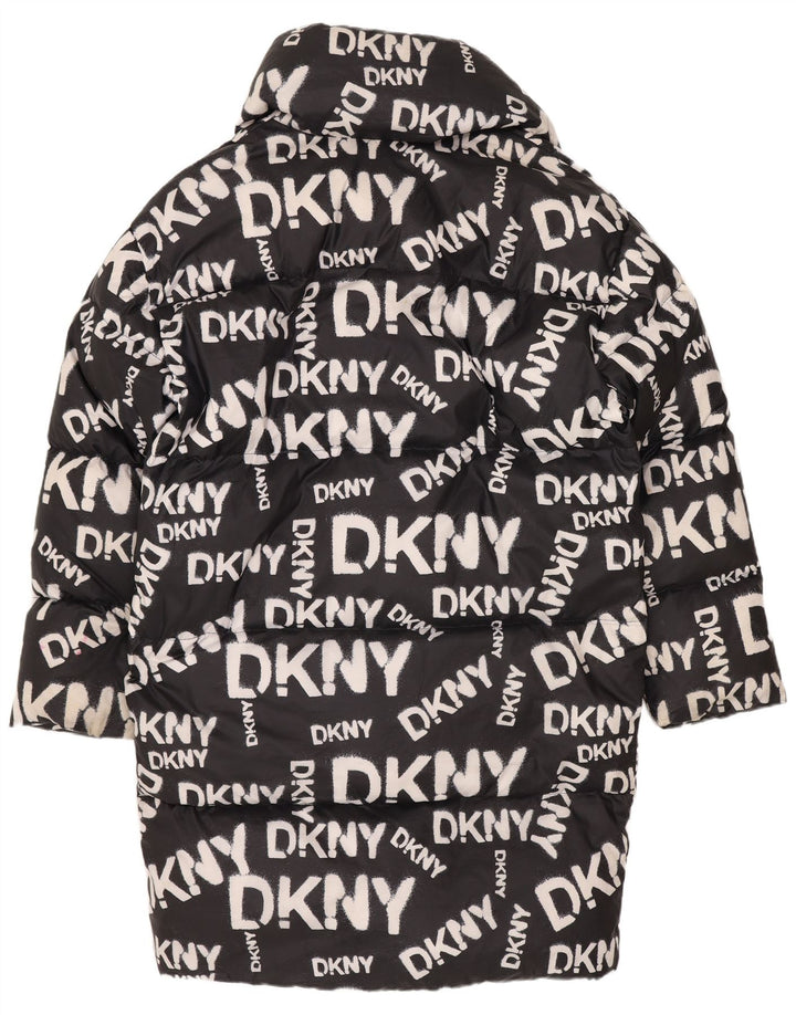 Dkny Manteau matelassé surdimensionné graphique pour femme UK 6 XS Nylon noir