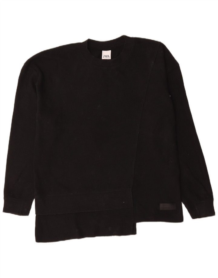 Zara Pull à col rond pour homme en coton noir moyen
