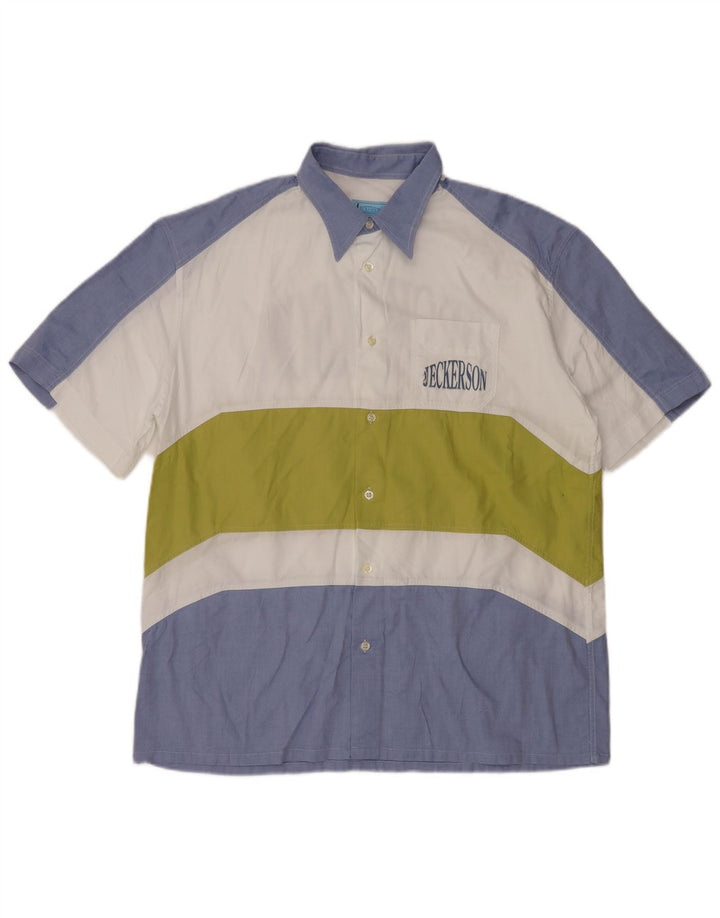 JECKERSON Chemise graphique à manches courtes pour hommes XL Bleu Colorblock