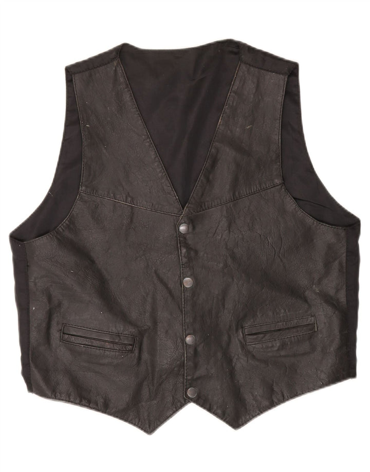 gilet en cuir homme vintage grand noir