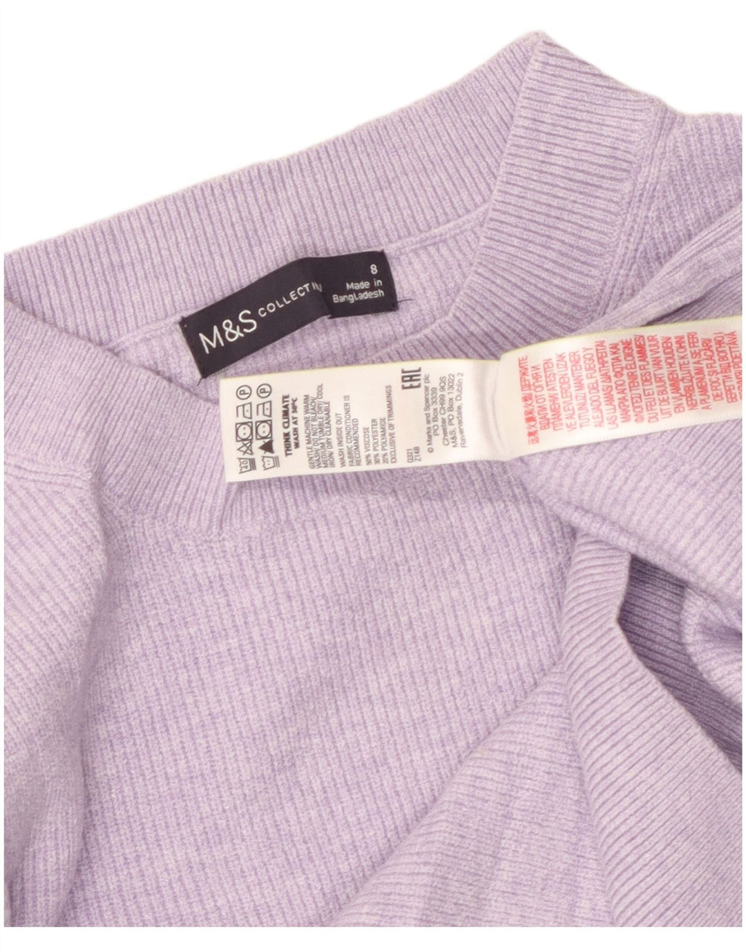 MARKS & SPENCER Pull court à col rond pour femme UK 8 Small Violet