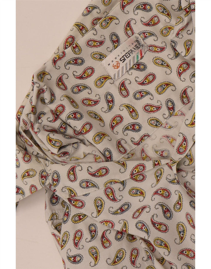 Stefanel Chemise à manches courtes pour homme Grand motif cachemire blanc