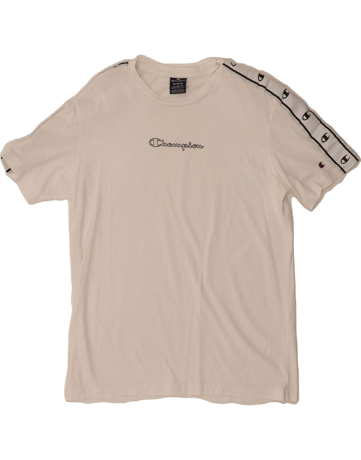 CHAMPION Mens Graphic T-Shirt Top Medium White Vintage Champion and Second-Hand Champion from Messina Hembry 