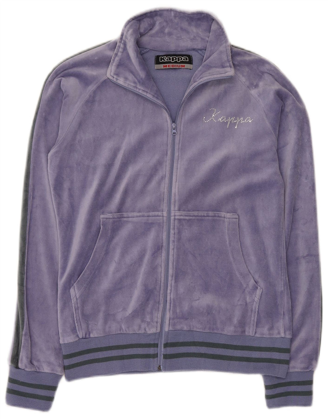 KAPPA Veste de survêtement pour femme UK 12 Violet moyen en coton colour block