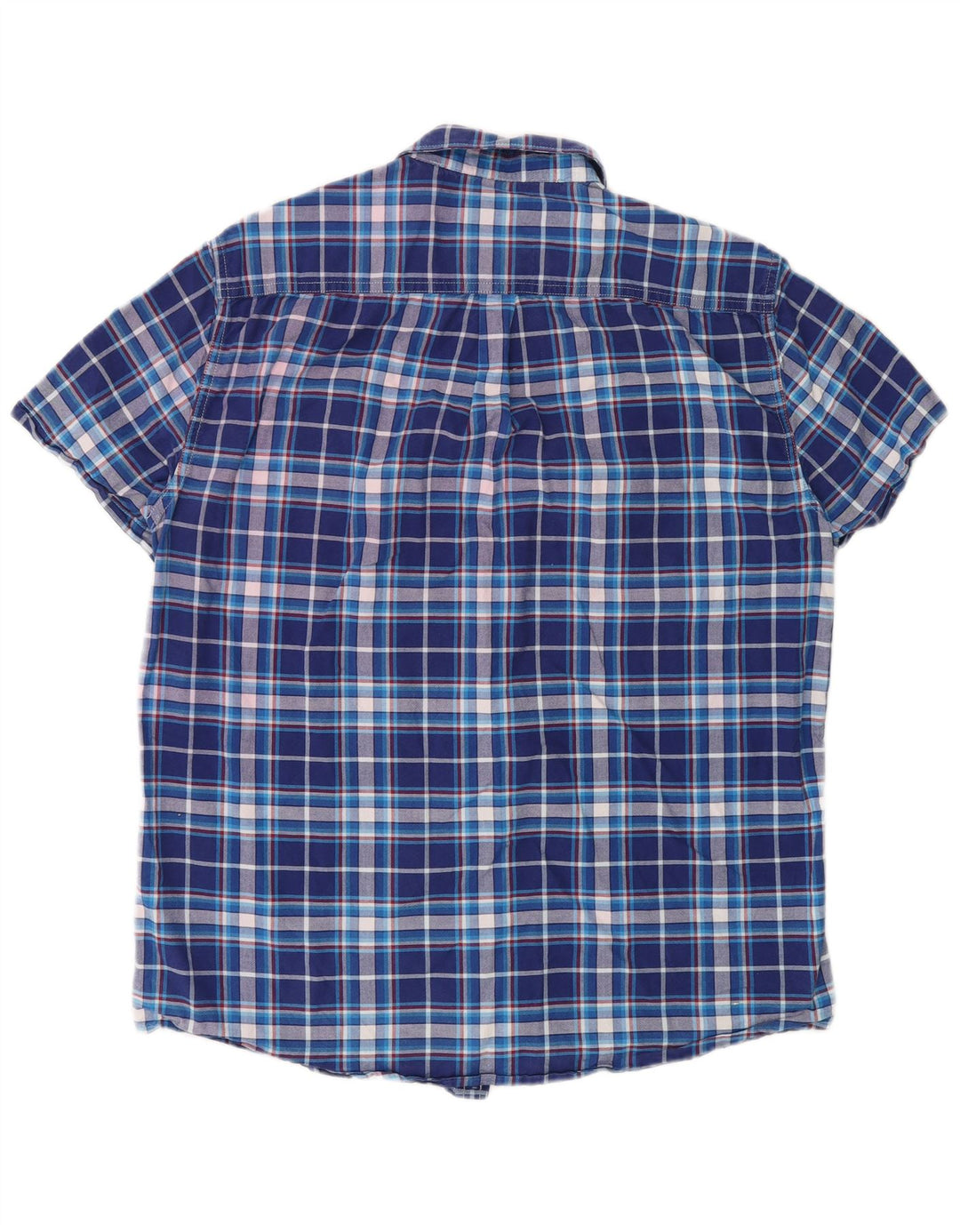 Superdry Chemise à Manches Courtes Homme Grand Carreau Bleu Coton