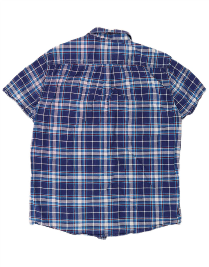 Superdry Chemise à Manches Courtes Homme Grand Carreau Bleu Coton
