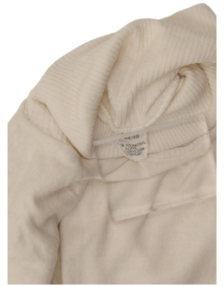 vintage Femme Roll Neck Jumper Pull IT 44/46 Moyen Blanc Polyacrylique
