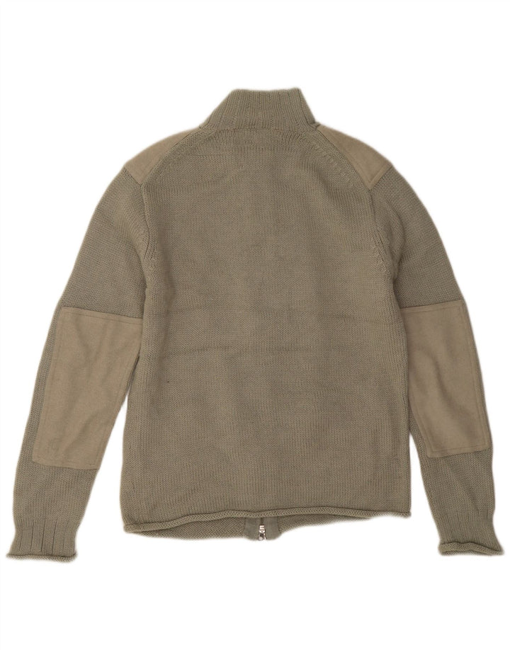 French Connection Cardigan Pull Homme Kaki Moyen Laine Colorblock