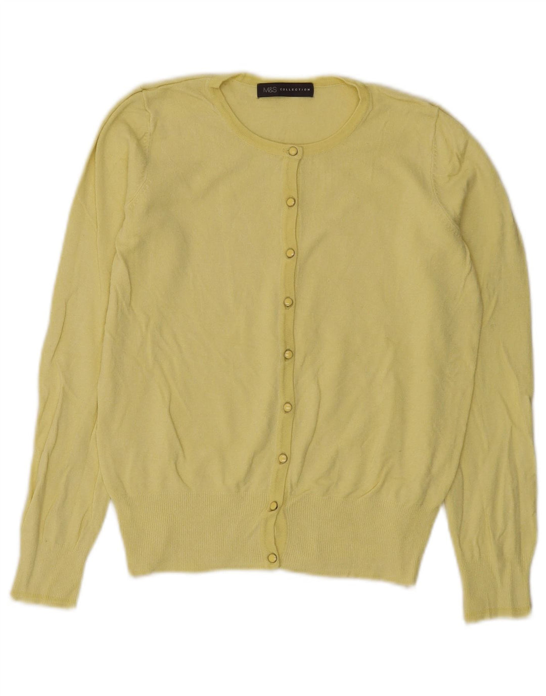 Marks & Spencer Pull Cardigan Femme UK 8 Petit Viscose Jaune